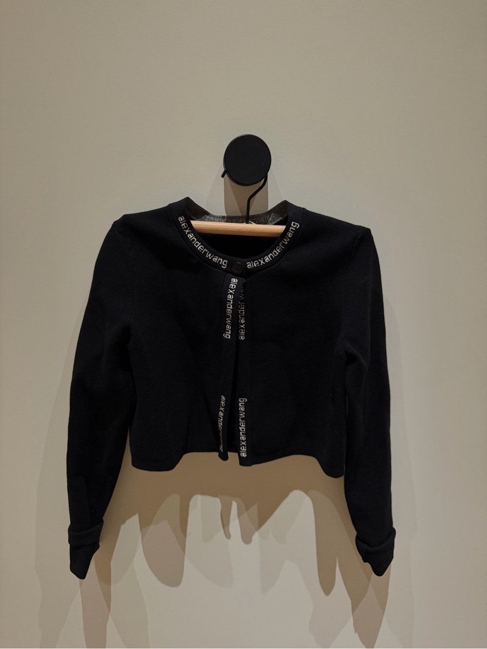 Alexander Wang Black Branded Knit Collar Top